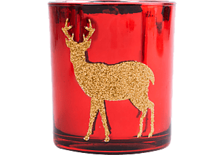 FAMILY CHRISTMAS Karácsony dísz - teamécses pohár - piros / arany - 3 féle