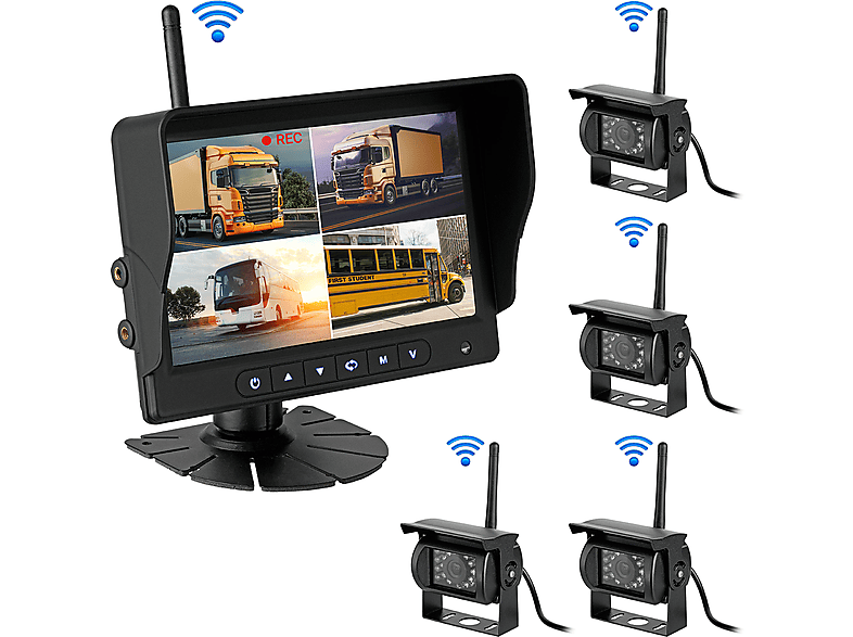 CARMATRIX Quad Funk Rückfahrsystem Digital Monitor LKW Auto Wohnmobil