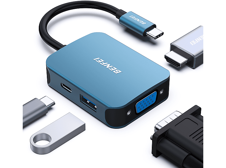 Benfei Benfei Usb C Hub In Mit K Hdmi P Vga Gbps Usb Data