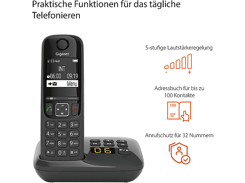 GIGASET AS690A Duo Schwarz Schnurloses Telefon Schwarz MediaMarkt