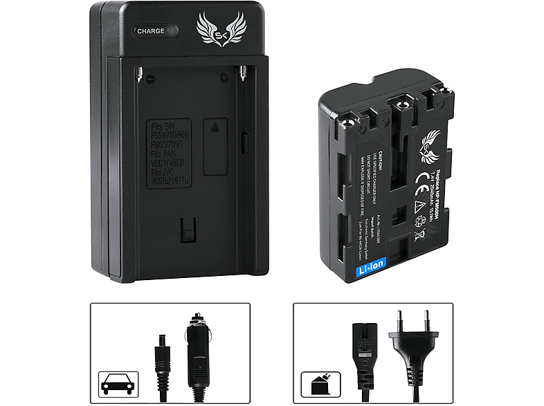 SKGAMES Akku Passend für Sony NP FM500H Charger NP FM500 Li ion Akku