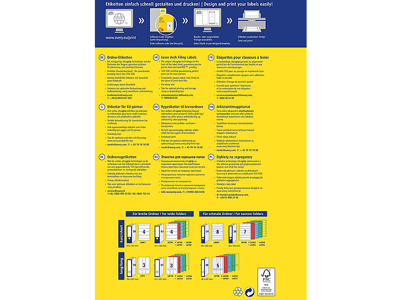 Avery Zweckform L Etikett Ordner X Mm Wei Ilk Ordner