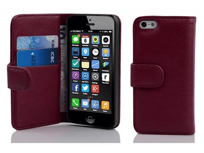 Cadorabo Book H Lle Mit Struktur Bookcover Apple Iphone C Bordeaux