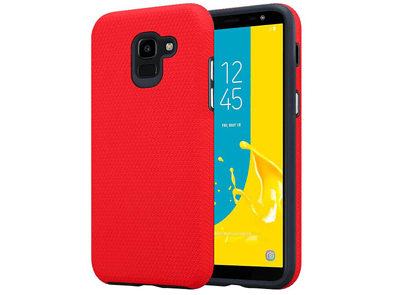 CADORABO Hybrid Hülle Backcover Samsung Galaxy J6 2018 NELKEN ROT