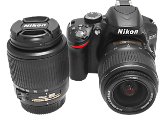 NIKON D3200 18-55 mm DX + 55 200 mm DX Çift Lens Kit Dijital SLR Fotoğraf Makinesi Siyah