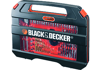 BLACK+DECKER A7154 100db-os szerszámkészlet, titánium fúrószár, bit, dugókulcs, körkivágó, imbuszkulcs + koffer