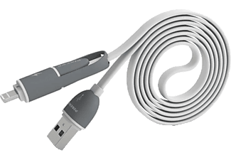 PINENG PN-301 2 in 1 Lightning ve Micro USB Şarj ve Data Kablosu Beyaz