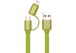 PINENG PN-304 2 in 1 Lightning ve Micro USB Şarj ve Data Kablosu Yeşil