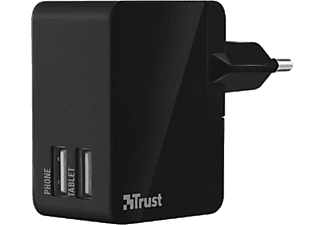 TRUST 19935 2 Portlu USB Seyahat Şarj Cihazı Siyah