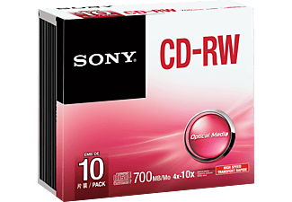 SONY 10CRW80SHS CD-RW lemez 700 MB 10x, 10 db