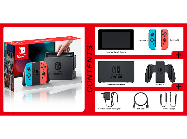 Nintendo Switch konzol, neon kék és neon piros Joy-Con kontrollerrel
