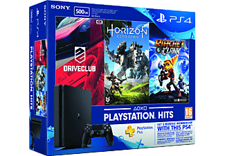 SONY Playstation 4 500 GB + Horizon Zero Dawn + Drive Club + Ratchet Clark Konsol Seti