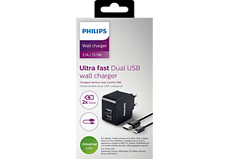 PHILIPS DLP2307U Ultra Hızlı İki USB Portlu DuEvet Tipi 1 mikro USB Kablolu Şarj Aleti