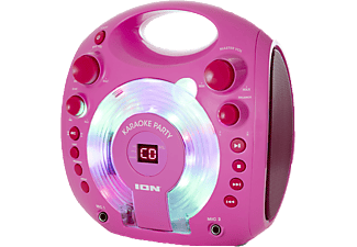ION Karaoke Party kompakt rendszer CD lejátszóval és mikrofonnal, rózsaszín