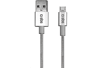 SBS TECABLEMICROFLEXYS 1.5 m Alüminyum v 2.0 Metal Konnektörlü Micro USB Data ve Şarj Kablosu
