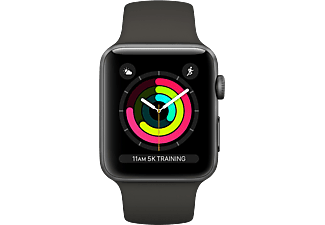 APPLE Watch Series 3 - 38mm asztroszürke alumíniumtok szürke sportszíjjal (mr352mp/a)