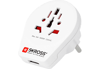 SKROSS WORLD TO EU csatlakozó átalakító, beépített USB töltővel