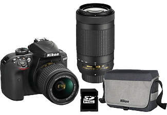 NIKON D3400 + AF-P 18-55 VR + AF-P 70-300 VR + 16GB SD + táska Kit