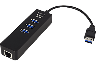 EWENT EW1140 3 portos USB 3.0 HUB + gigabit lan port