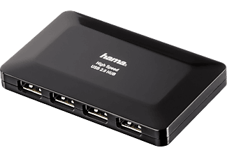 HAMA fekete 4 portos USB 2.0 HUB + Hálózati táp (78472)
