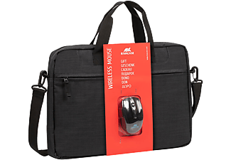 RIVACASE Regent fekete 15,6" notebook táska + Vezeték nélküli egér (8038)
