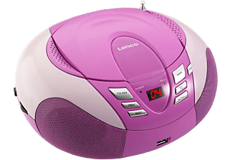 LENCO SCD-37 hordozható CD-s rádió, rózsaszín