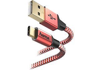 HAMA 178296 Adatkábel USB Type-C "Reflective" 1,5M, Piros