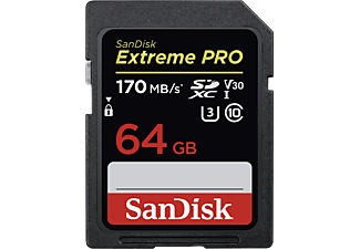 SANDISK SDXC Extreme Pro kártya 64GB, 170MB/s, UHS-I, V30, U3