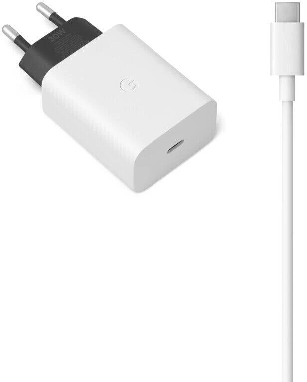 Cargador  Google Pixel 30W USB-C con Cable USB-C (GA02275-EU), Compatible  con dispositivos con carga USB-C, Carga rápida, Clearly White
