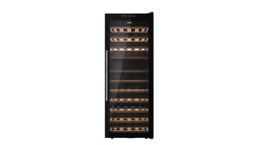 Teka RVF 10032 GBK, Cíclico, 32 Botellas, LED, Puerta Reversible, Doble Cristal TintadoNegro