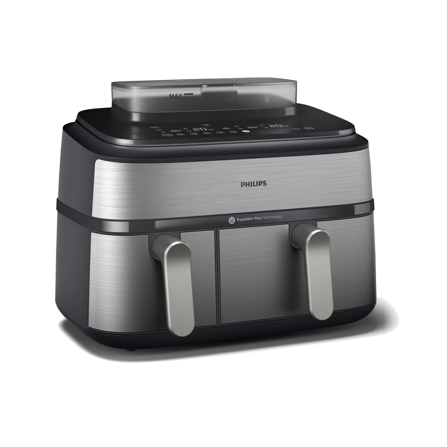 Frytkownica beztłuszczowa Air fryer PHILIPS NA555/00 Dual Basket Airfryer Series 5000 z funkcją gotowania na parze Srebrny