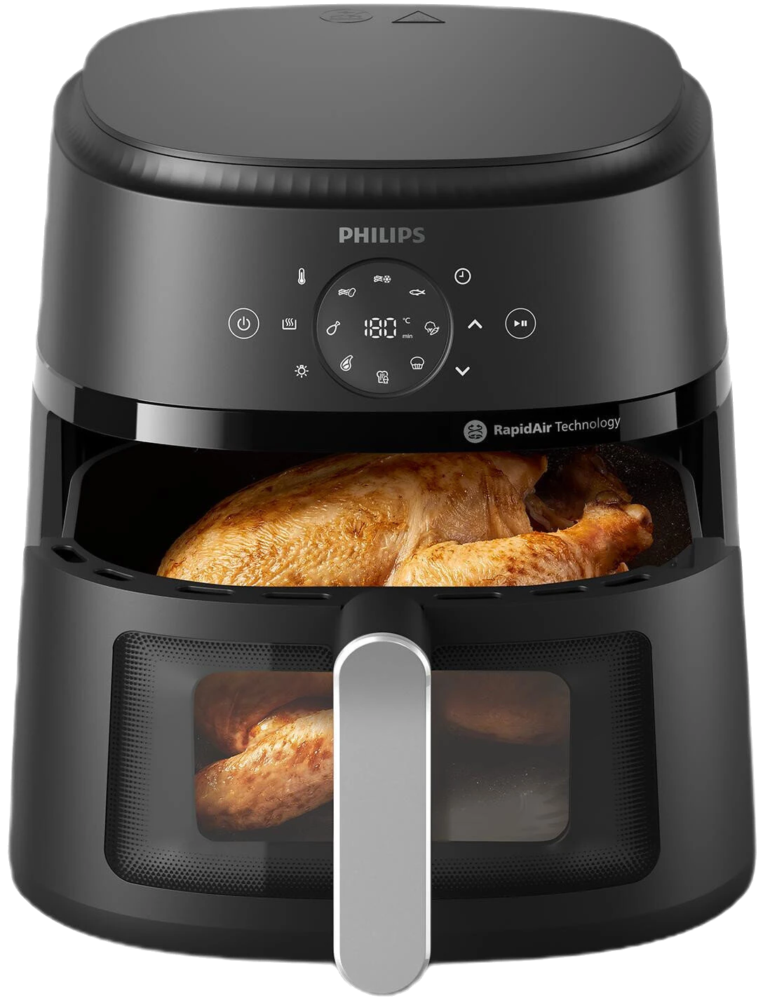 Frytkownica beztłuszczowa Air fryer PHILIPS Ovi NA231/00 Fryer z okienkiem 6,2 l 13 programów Czarny