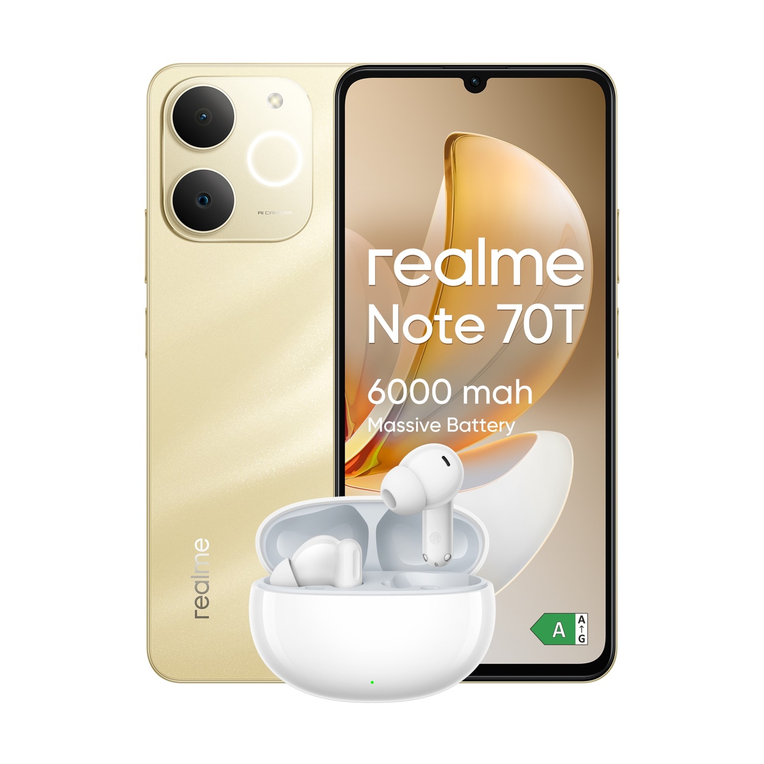 REALME Note 70T 4+128 + Buds, 128 GB, Beach Gold