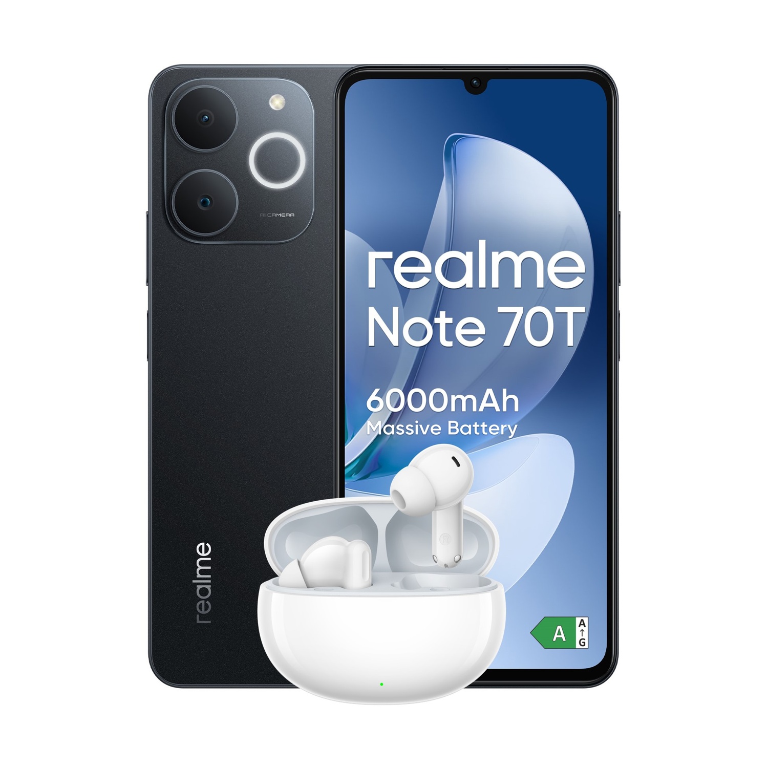 REALME Note 70T 4+128 + Buds, 128 GB, Obsidian Black