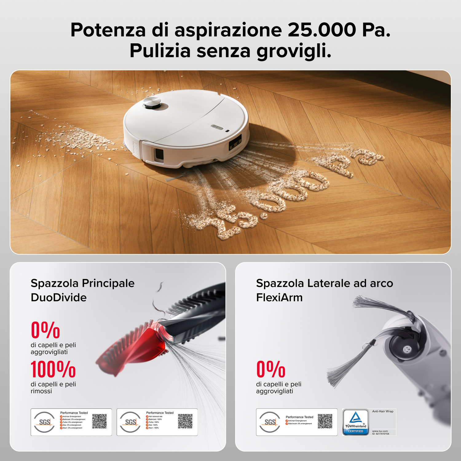 ROBOT ASPIRAPOLVERE ROBOROCK QREVO EDGE 2 PRO W    , Potenza 60 W, Lavapavimenti, Autonomia fino a 220 min, Sensore di superficie, Spazzola laterale, Base di carica, Bianco