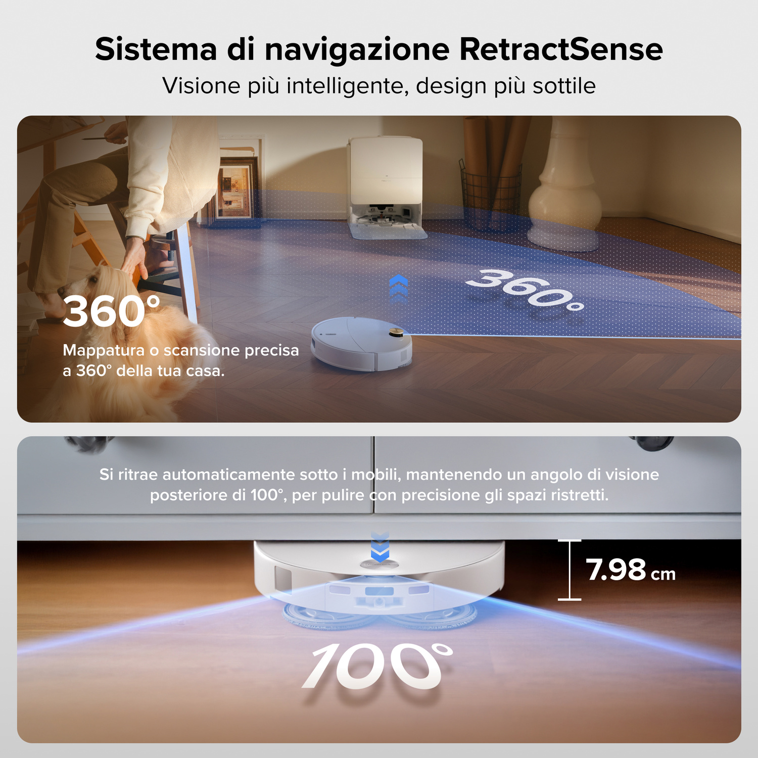 ROBOT ASPIRAPOLVERE ROBOROCK QREVO EDGE 2 PRO W    , Potenza 60 W, Lavapavimenti, Autonomia fino a 220 min, Sensore di superficie, Spazzola laterale, Base di carica, Bianco