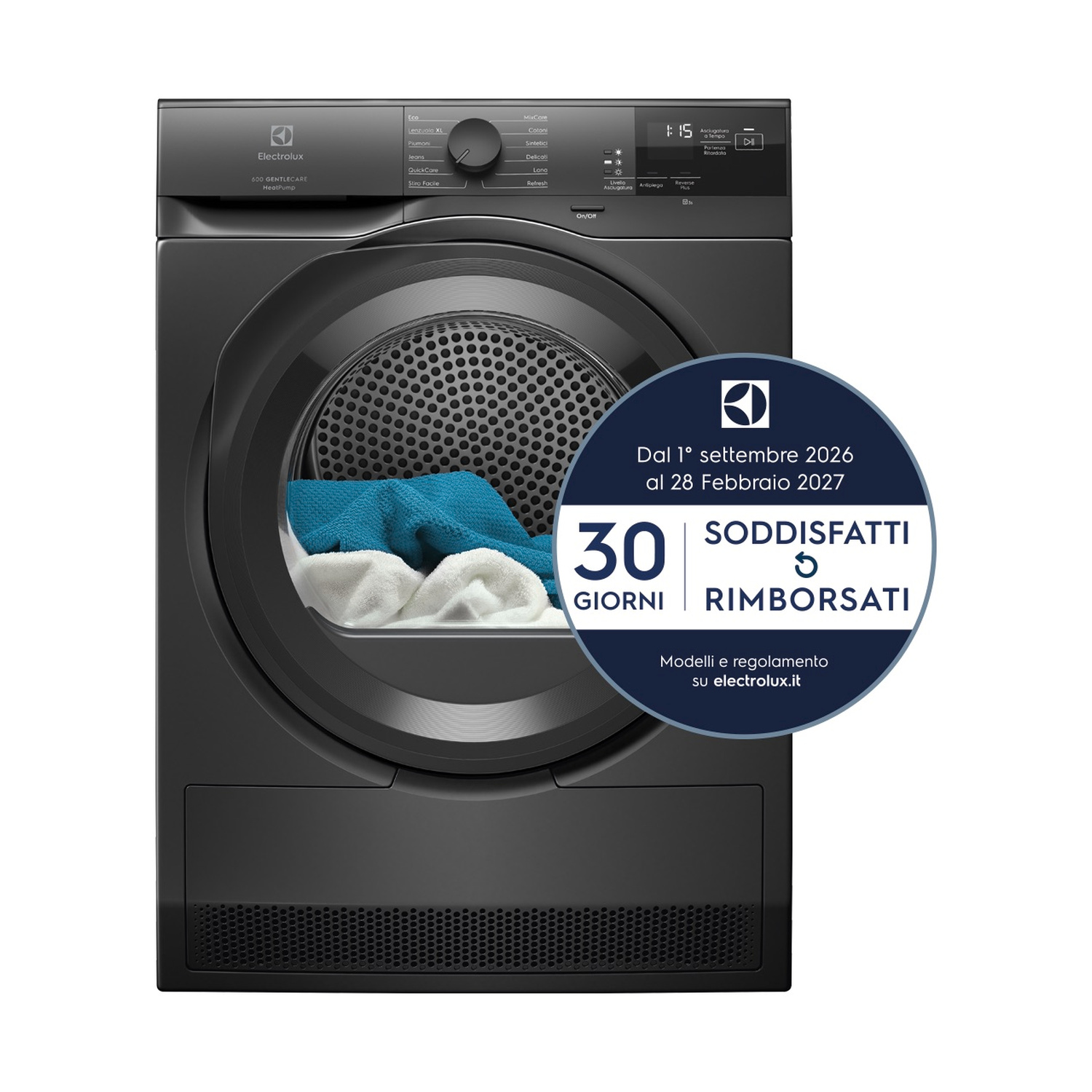 ASCIUGATRICE ELECTROLUX EW6H28B A pompa di calore, 8 kg, profondità 63,8 cm, 66 dB(A), Nero, Classe C