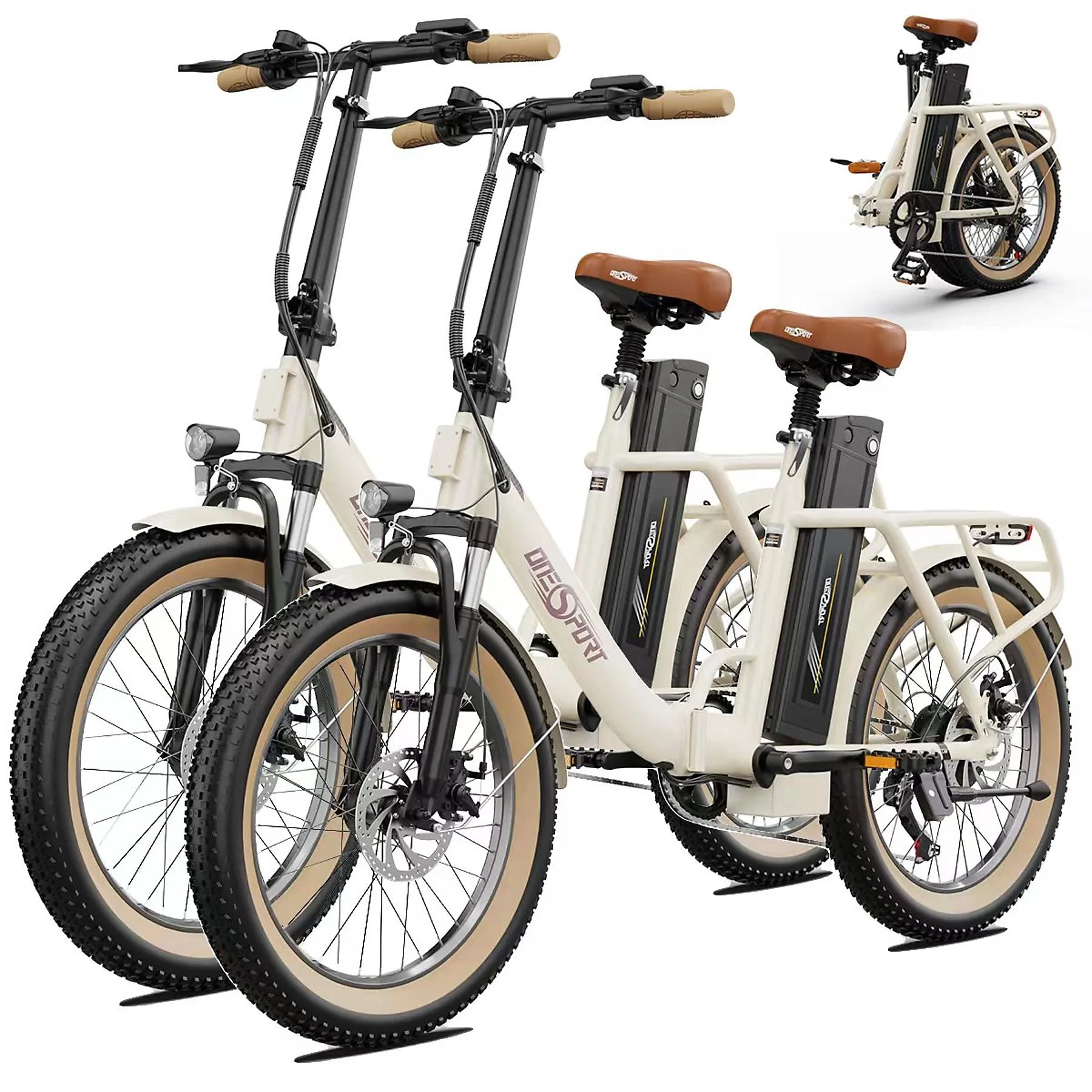 Bicicleta plegable  eBK-OT16-2-48V-Whitx2-01 ONESPORT 250W 25 km/hkm/h blanquecino 