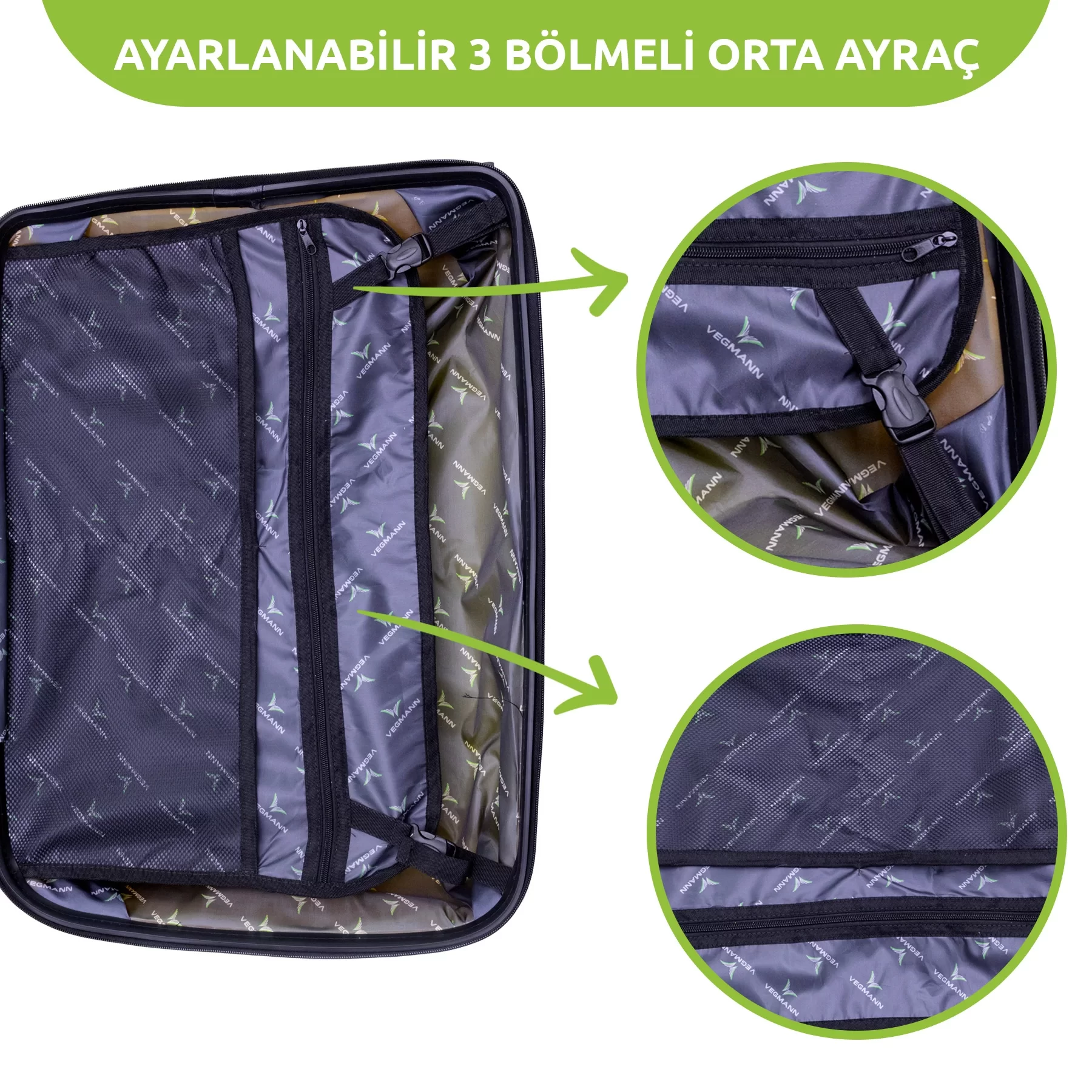 VEGMANN Atlas Polipropilen Kabin Boy Valiz Lacivert