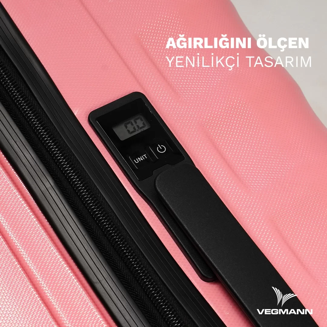 VEGMANN Scadel Tartılı Plastik Büyük Boy Valiz Pembe