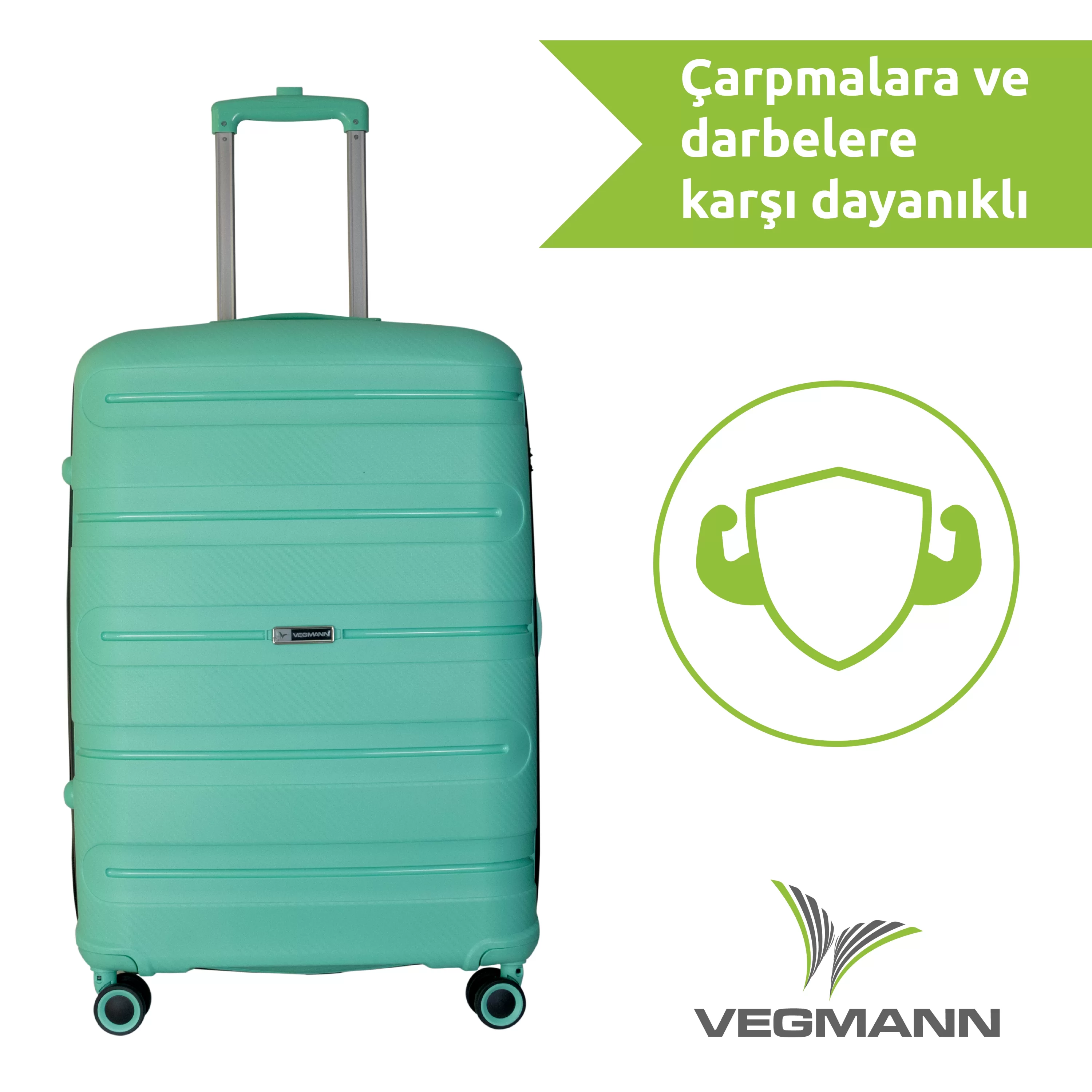 VEGMANN Atlas Polipropilen 3'lü Valiz Seti Su Yeşili