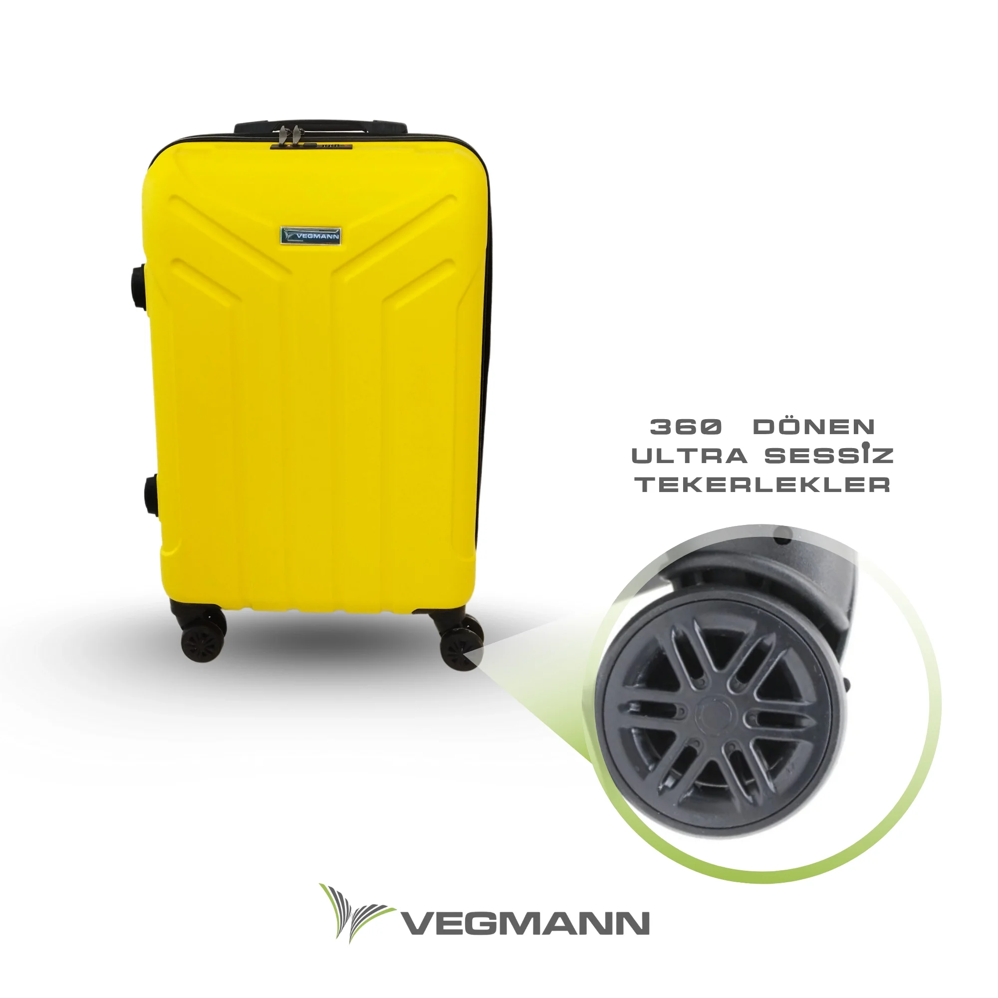 VEGMANN Scavel Tartılı Plastik Orta Boy Valiz Sarı