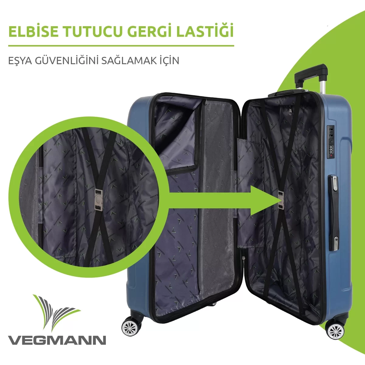 VEGMANN Vale ABS 2'li Valiz Seti Mavi