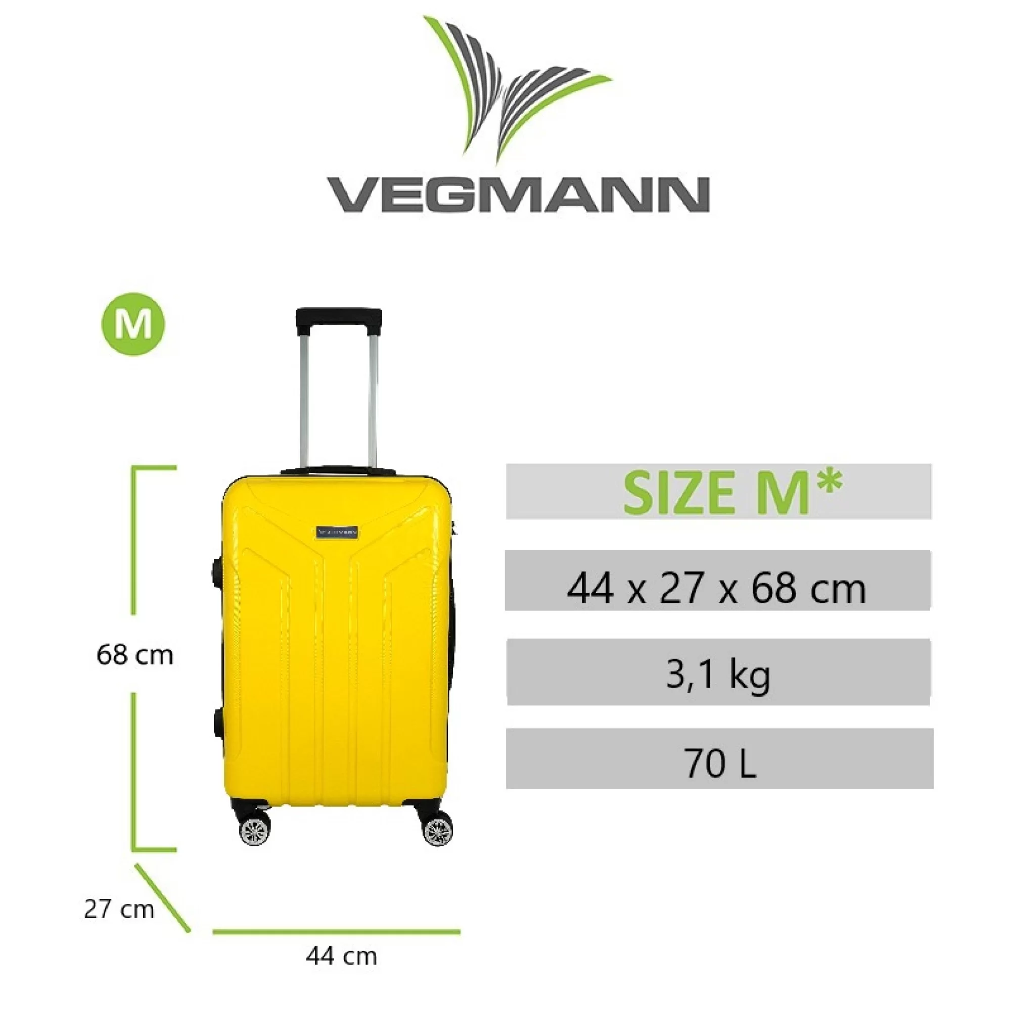 VEGMANN Vela ABS Orta Boy Valiz Sarı
