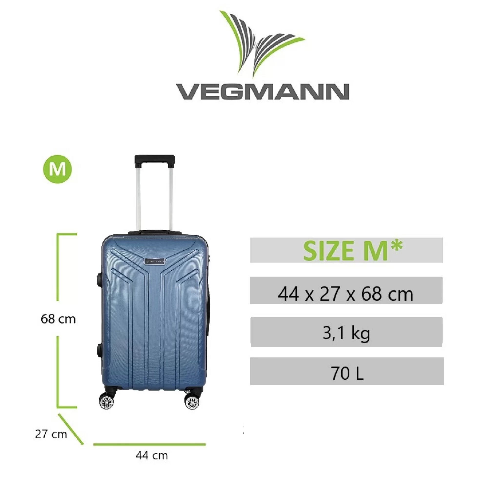 VEGMANN Vela ABS Orta Boy Valiz Mavi