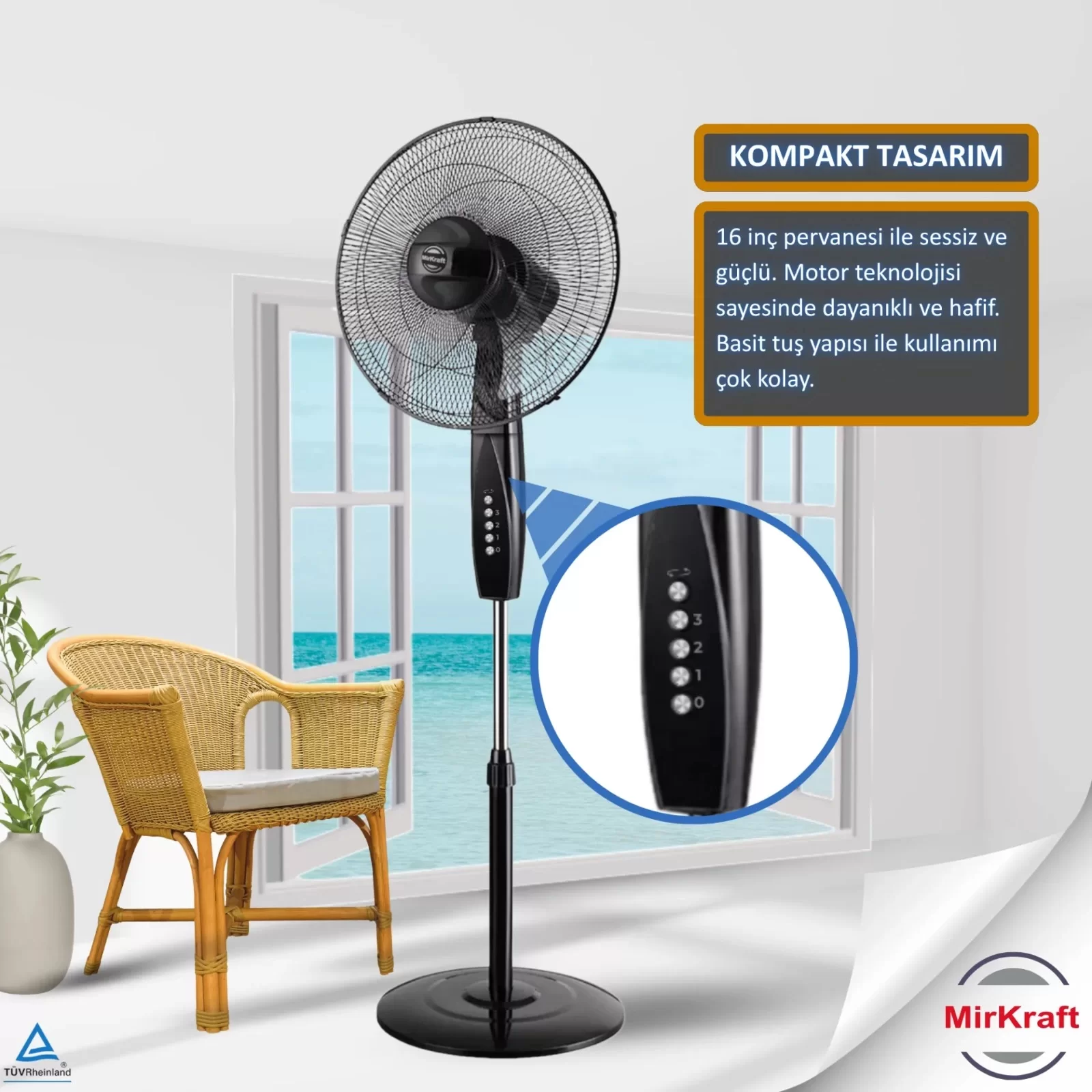 MIRKRAFT FS-M40BR Manuel 16 inç Stand Fan Vantilatör siyah