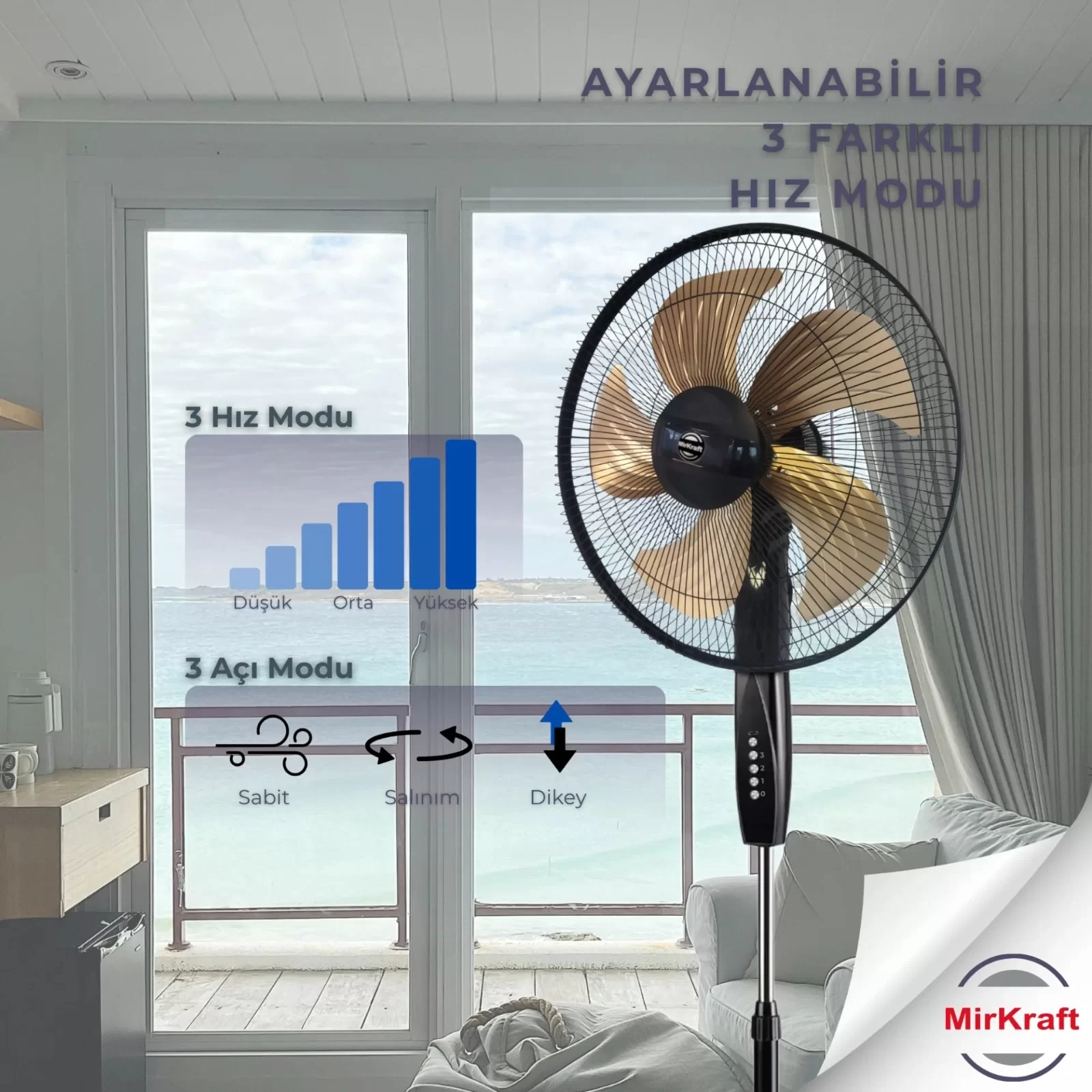 MIRKRAFT FS-M5018 Manuel 18 inç Stand Fan Vantilatör siyah