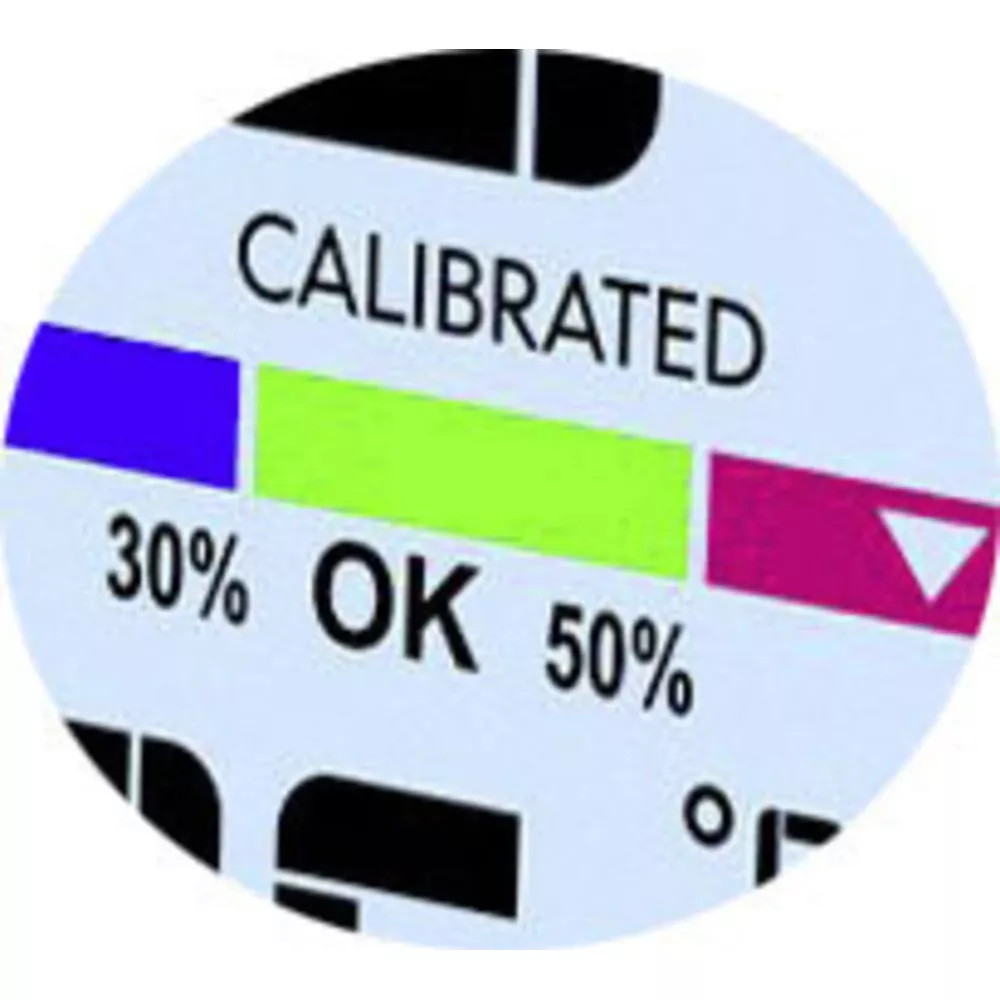 Wyświetlacz kalibracji z paskiem, 30% OK, 50%.