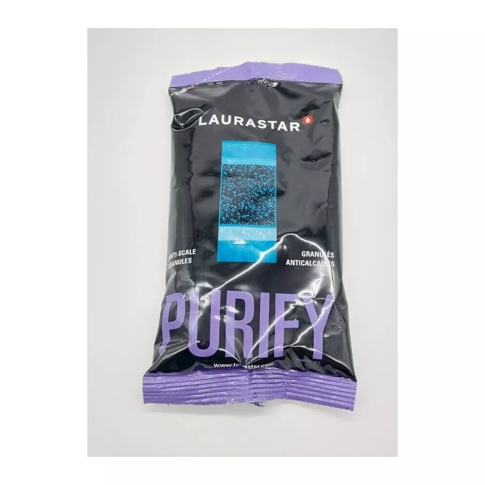 Opakowanie LAURASTAR ANTI-SCALE GRANULES, PURIFY, fioletowe i czarne.