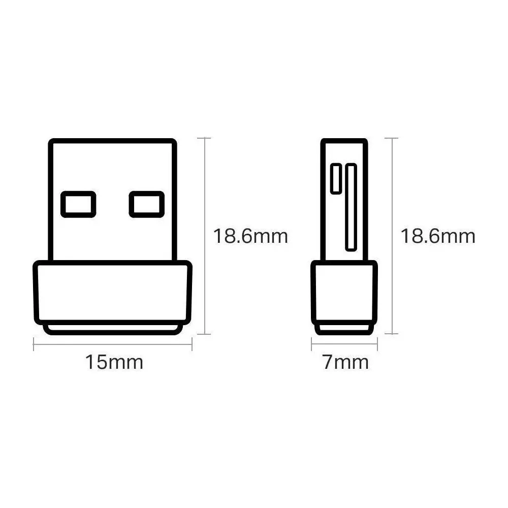 Rysunek techniczny wtyczki USB z wymiarami.